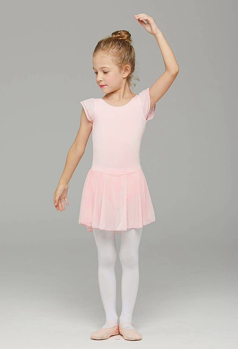 MdnMd Ballet Leotards Girls Dance Dresses Skirt Leotard for Ballerina Dress Outfits Kids Gymnastics (Age 6-8, Ballet Pink) - Image 3